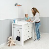 Reer EasyHeat commode warmtestraler boven commode in gebruik