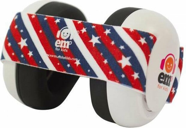 Em&#039;s for kids baby gehoorbeschermers Wit - Stars N Stripes bandje