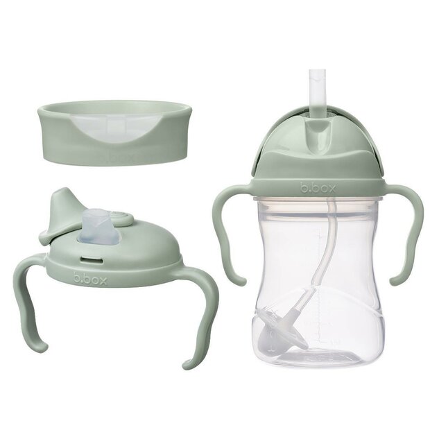 b.box 3-in-1 meegroei drinkbekerset Sage met tuit, rietje en oefenrand