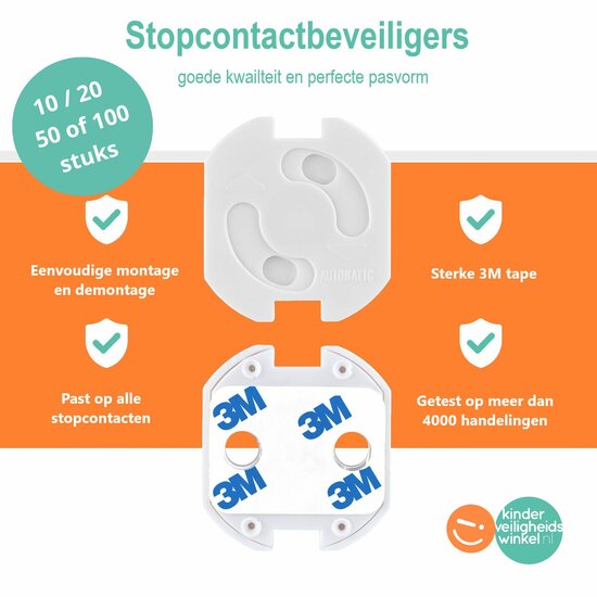 Stopcontactbeveiligers met 3M tape - Wit