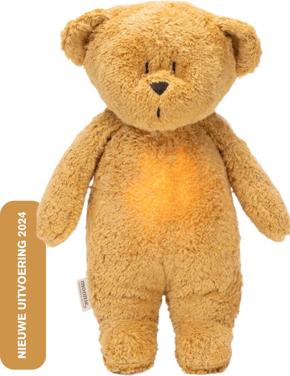 Moonie - The Humming Bear Honey Natur heeft 5 kalmerende geluiden en LED lichtjes in 7 kleuren