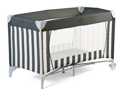 Childhome Campingbedje - 60X120 CM - GRIJS WIT STREPEN Childhome Campingbedje - 60X120 CM - GRIJS WIT STREPEN